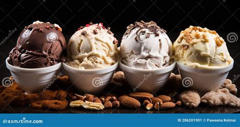 Coconut Ice Cream Toppings Made with Nuts, in the Style of Raw Materials Stock Illustration ...