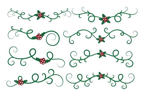 Christmas Flourishes Swirls dividers lines Decorative Elements, Vintage ...