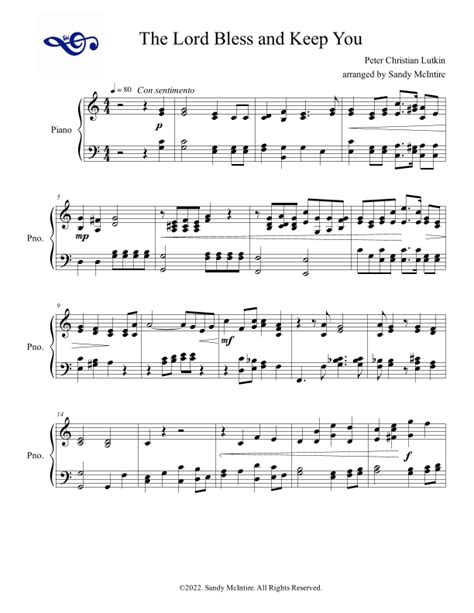 The Lord Bless You and Keep You (arr. Sandy McIntire) Sheet Music | Peter Christian Lutkin ...