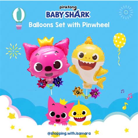 Pinkfong Baby Shark Balloons Set with Pinwheel/Balloon with Windmill ...