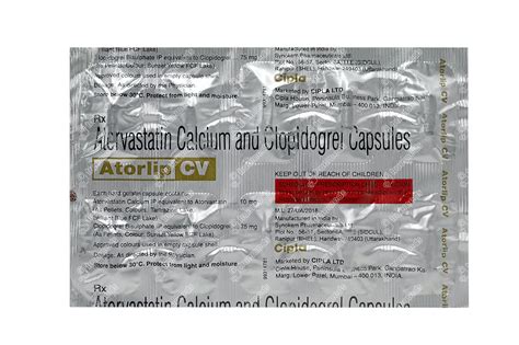 Atorlip Cv 10/75 MG Capsule 10 - Uses, Side Effects, Dosage, Price ...