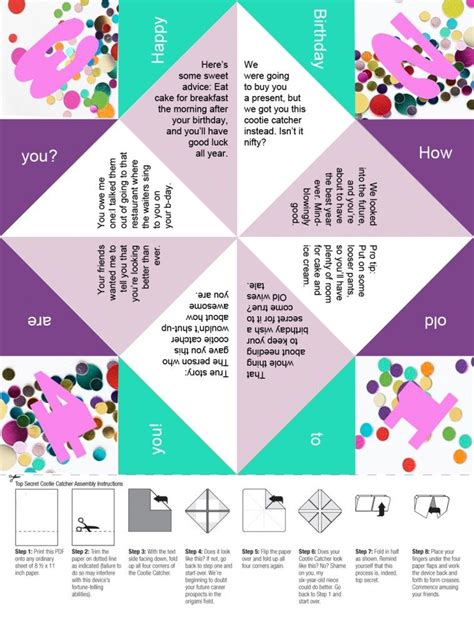 Free Printable: A Confetti Birthday Cootie Catcher | Fold Me Up! | Fortune teller paper, Free ...