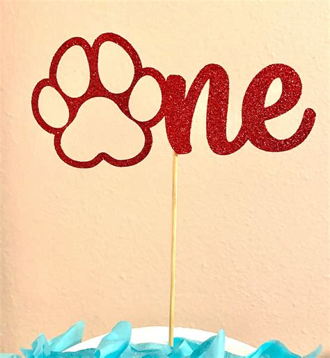 Puppy Dog Birthday Cake Topper ONE Cake Topper With Dog Paw - Etsy