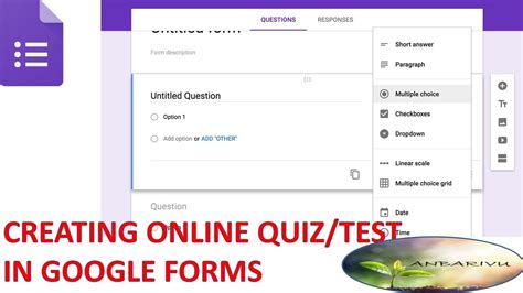 Creating ONLINE QUIZ/TEST in Google forms - YouTube