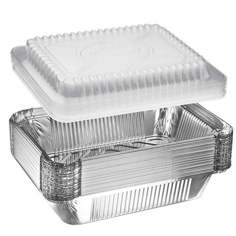 1 lb Oblong Aluminum Foil Take-Out Disposable Pan with Dome Lids 10 PACK - Walmart.com