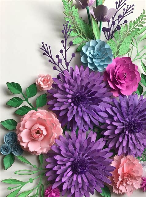 Flower Wall Art Purple Mum Rose 3D Handcrafted Floral Arrangement in ...