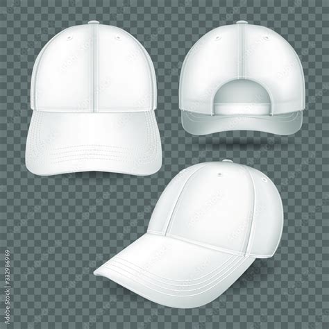 Cap mockup in front, side and back views Stock Vector | Adobe Stock