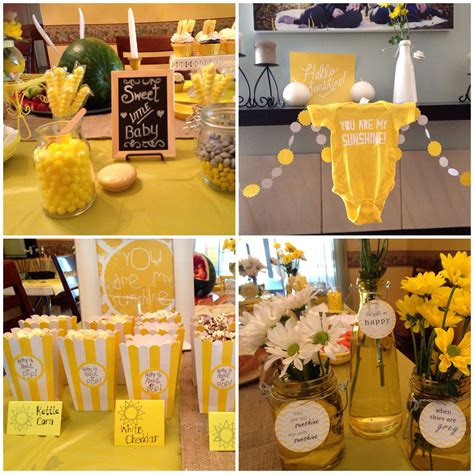 You Are My Sunshine baby shower, yellow and gray, popcorn, candy bar, daisies | Baby shower ...