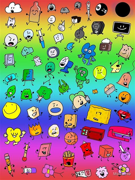 "BFDI All Characters (Rainbow)" Photographic Print for Sale by MsBonnie | Redbubble