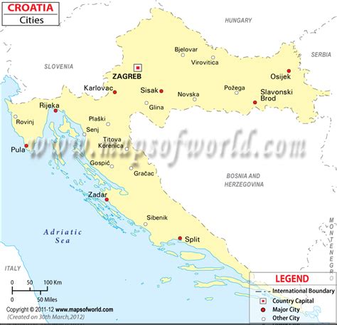 Croatian Cities Map