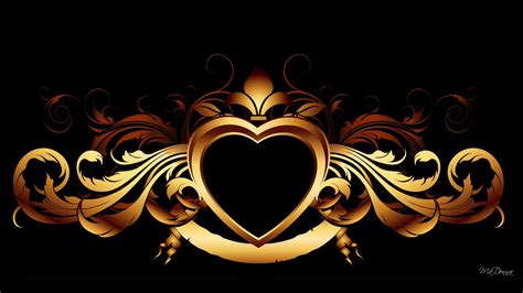 Gold Heart On Black wallpapers HD free - 299435