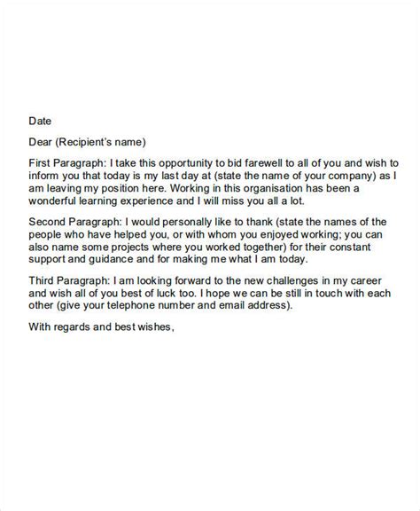 Farewell Letter To Colleagues In Office - Sample Resignation Letter