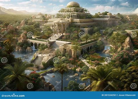 3d Illustration of the Hanging Gardens of Babylon Generative AI Stock ...