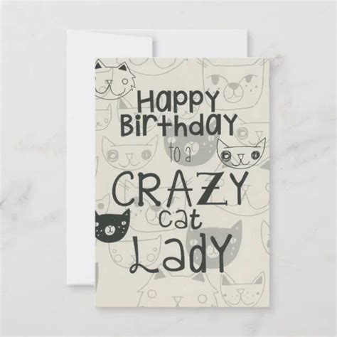 Crazy Cat Lady Birthday Card | Zazzle