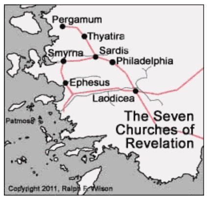 Seven Churches of Revelation - map