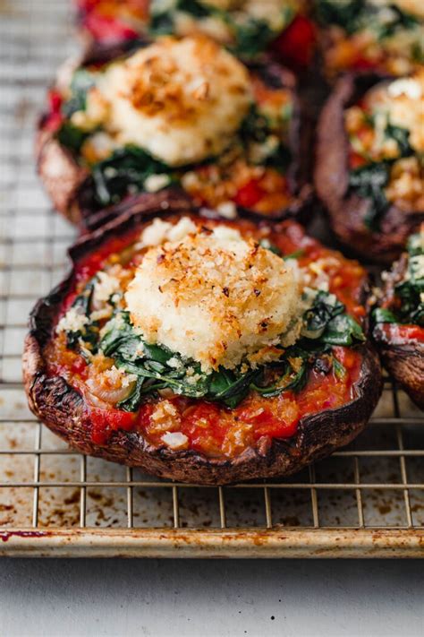 Stuffed Portobello Mushrooms with Crispy Goat Cheese - A Beautiful Plate