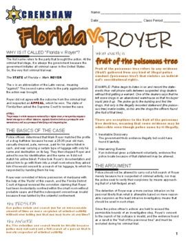 Florida v. Royer - Criminal Justice Worksheet and Answer Key | TPT