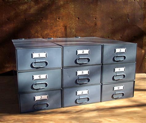 Set of 9 Vintage Industrial Metal Stacking Storage Drawers / Industrial ...