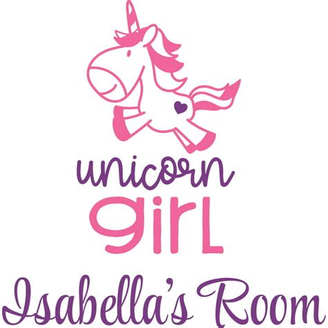 Unicorn Girl Cute Unicorns Sparkle Customized Wall Decal - Custom Vinyl Wall Art - Personalized ...