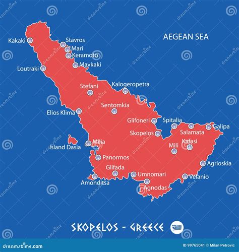 Skopelos Island Hellenic Republic, Greece, Aegean Sea Map Vector Illustration, Scribble Sketch ...