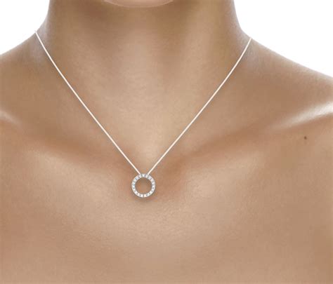 9ct White Gold 0.15ct Diamond Circle Necklace | Necklaces | Jewellery | Goldsmiths