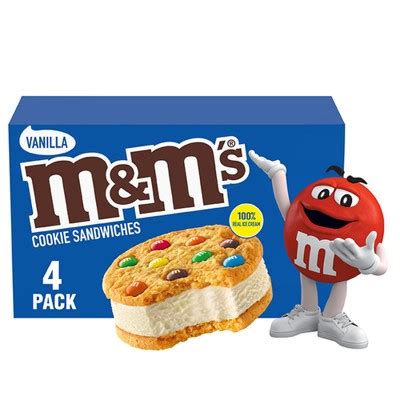 M&m's Vanilla Ice Cream Cookie Sandwich - 4ct : Target