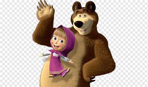 Girl wearing purple headscarf and bear character illustration, Masha and the Bear Varenye ...