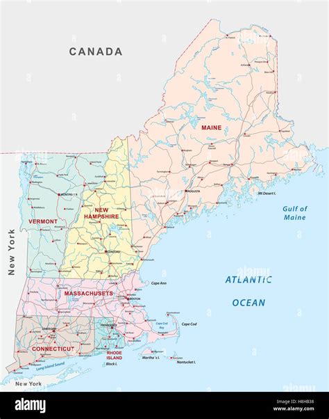 Printable Map Of New England