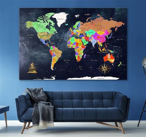 World Map Wall Art World Map Canvas World Map Poster - vrogue.co