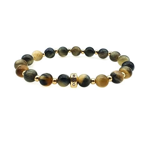 Luxury Golden Blue Tiger's Eye Bracelet for Men | UK | OMMO London