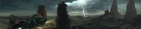 futuristic, science fiction, CGI, digital art, lightning, landscape, planet, nature, vehicle ...