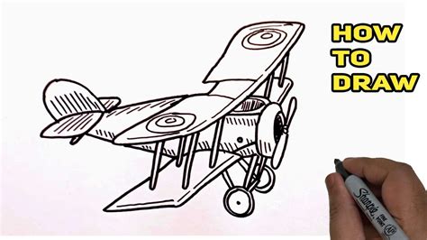 How to Draw a Vintage Aircraft Easy. Old Airplane Drawing. - YouTube