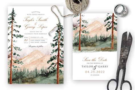 Mountain View Wedding, Mountain Wedding, Outdoor Wedding Invitation, Invitation Download, Table ...