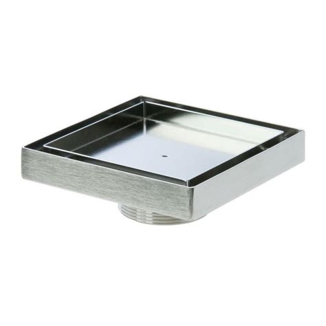 5 in. x 5 in. Stainless Steel 2 in. Male NPT Square Tile Insert Drain ...