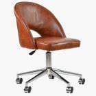 Flair Antique Brown Leather Swivel Office Chair Chrome Base