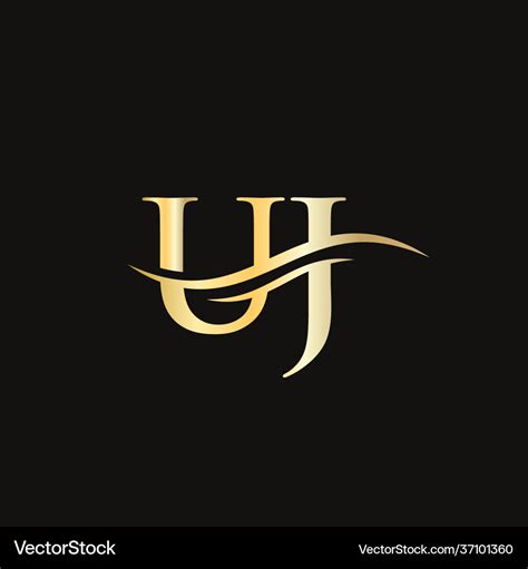 Initial linked letter uj logo design Royalty Free Vector