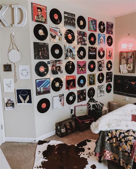 Record Wall | College room decor, Vintage room decor, Retro bedrooms