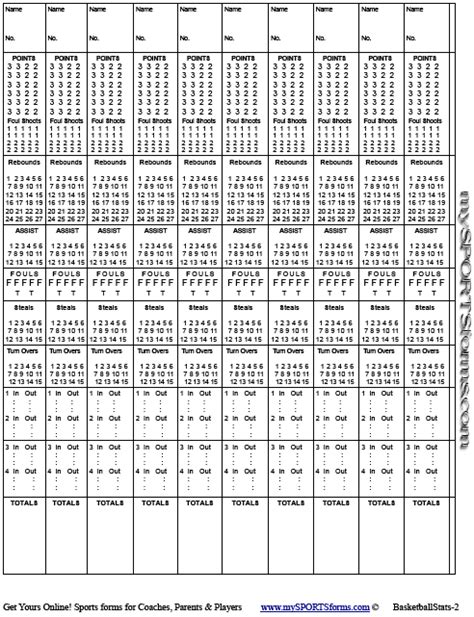 Basketball Stat Sheet - FREE DOWNLOAD - Printable Templates Lab