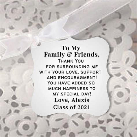 To My Family and Friends, Graduation Thank You Tags, Personalized ...