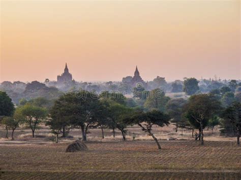 Myanmar Temples at Sunrise in the Summer Editorial Photography - Image ...