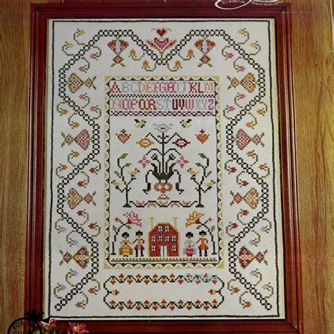 FRIENDSHIP SAMPLER Vtg Stamped Cross Stitch Kit Linen Colonial Museum Sampler by NeedleLitt ...