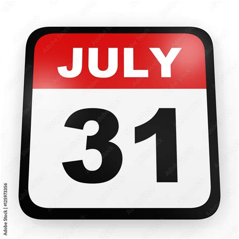 July 31. Calendar on white background. Stock Illustration | Adobe Stock