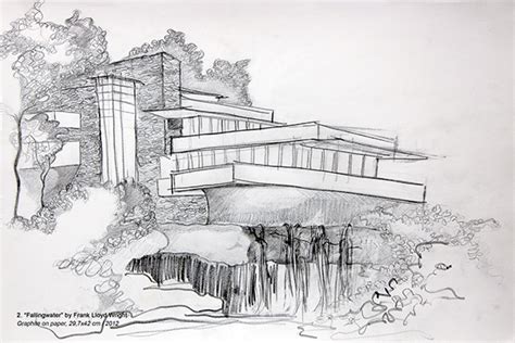 Sketch for Fallingwater | Frank Lloyd Wright on Behance