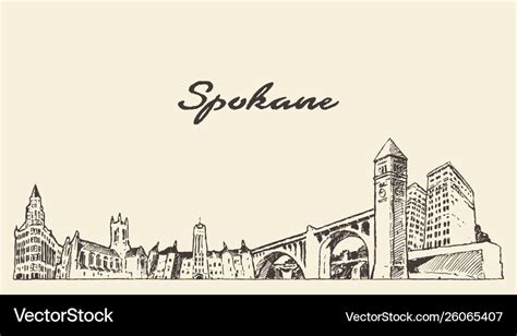 Spokane skyline washington united states Vector Image