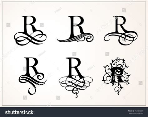 Vintage Set Capital Letter R Monograms Stock Vector (Royalty Free ...