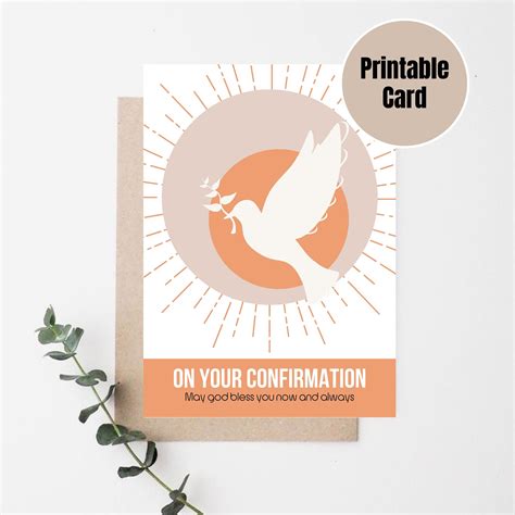 Confirmation Card, Printable Confirmation Card, Printable Card 7x5, Religious Card ...