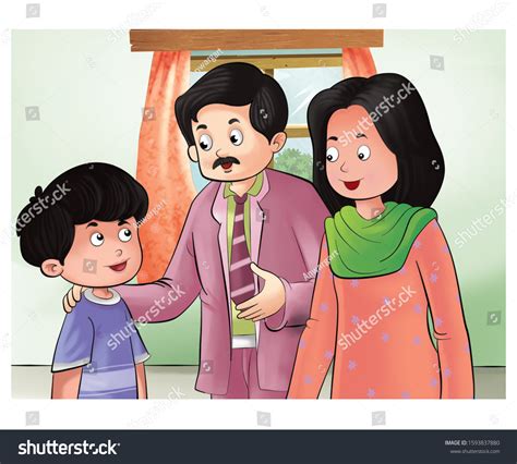 Illustration Father Mother Talking Child Stock Illustration 1593837880 | Shutterstock