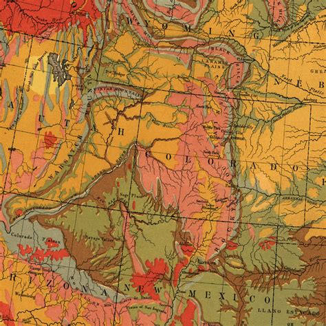 Print of Geological Map of the U.S. Poster on Vintage Visualizations