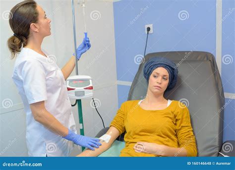 Young Woman Receiving Chemotherapy Treatment Stock Photo - Image of ...