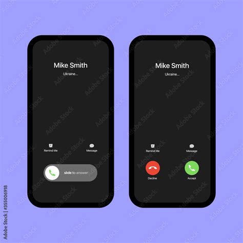 iPhone Call Screen Set. Interface. Slide To Answer. Accept Button ...